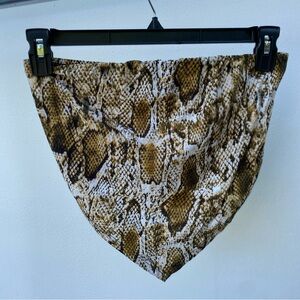 Y2K Tan Snake Skin Print Cropped Tube Top Size Large